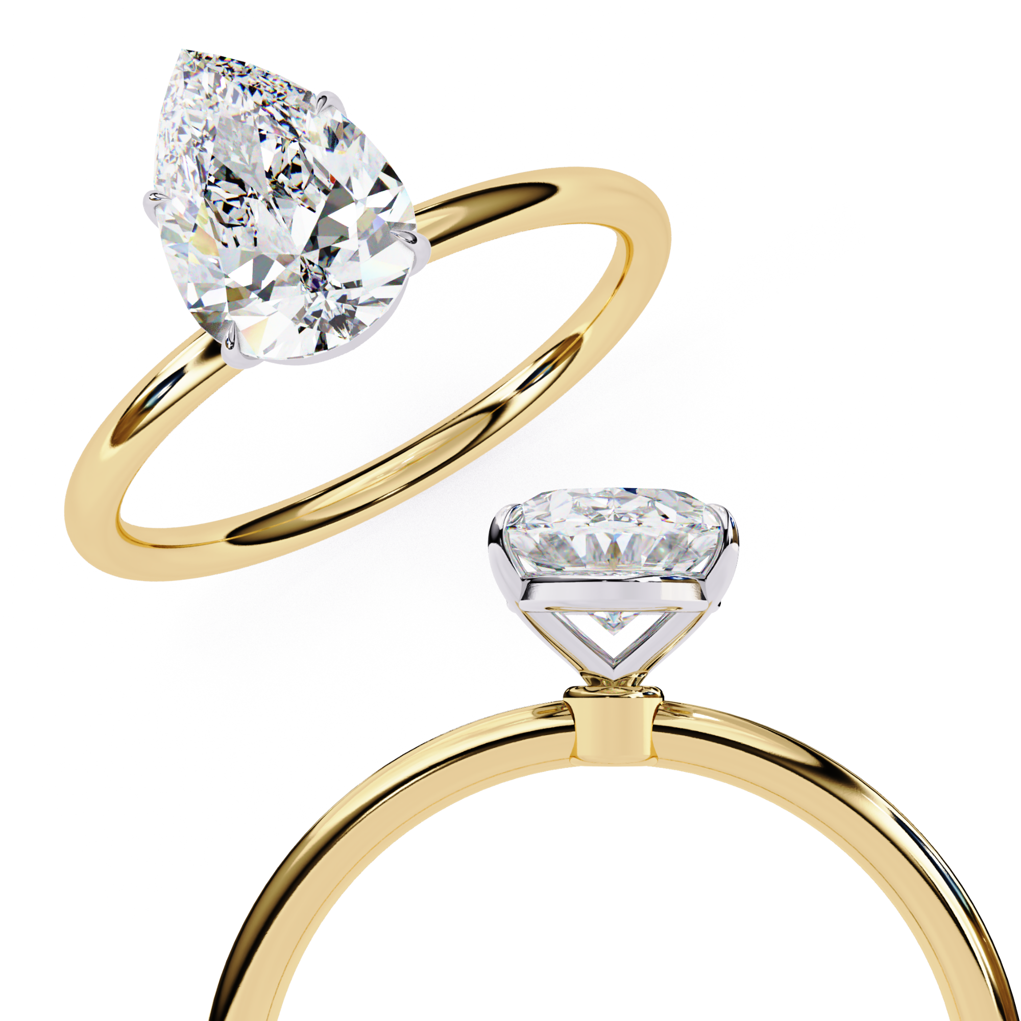 Solitairekart 0.89ct Pear Cut Natural Diamond Ring - H Color, VS1 Clarity